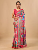 Pink Soft Tussar Silk Saree with Darbari Pashmina Digital Prints