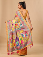 Mustard Soft Tussar Silk Saree with Darbari Pashmina Digital Prints