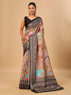 Rust Soft Tussar Silk Saree with Pen Kalamkari Digital Prints