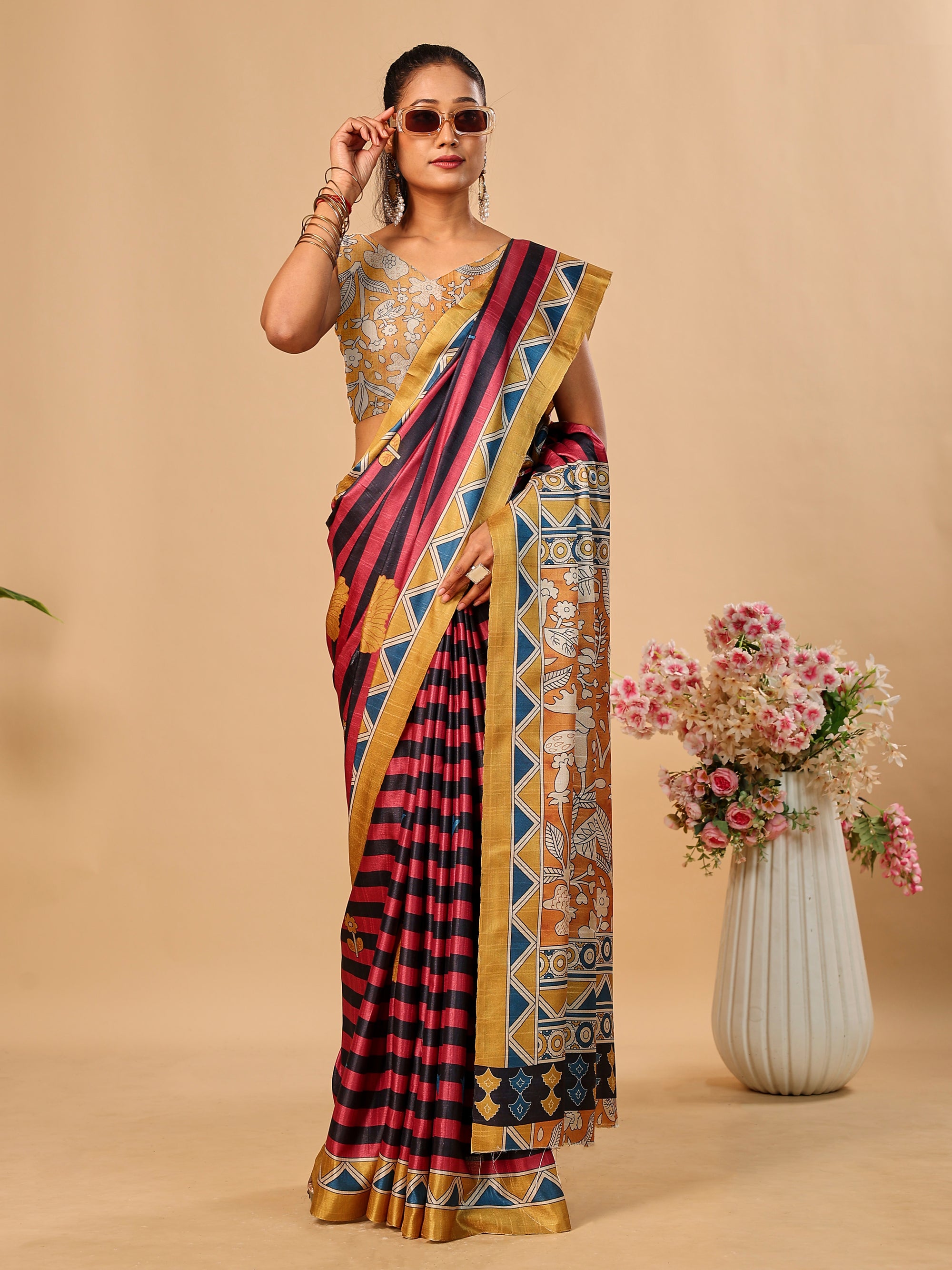 Soft Tussar Silk Saree with Digital Prints