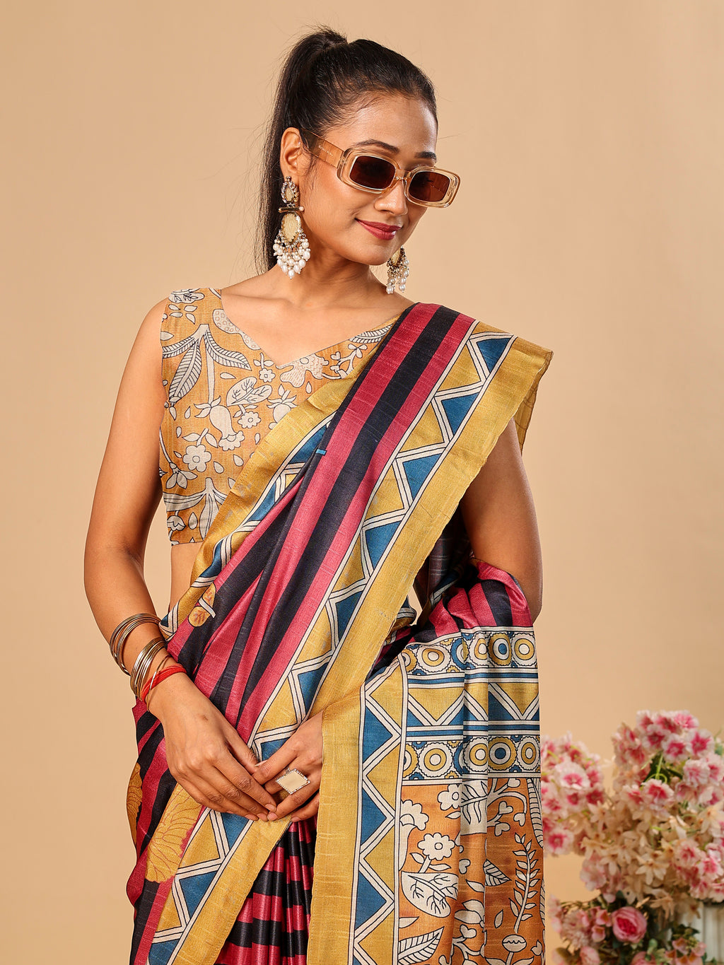 Soft Tussar Silk Saree with Digital Prints