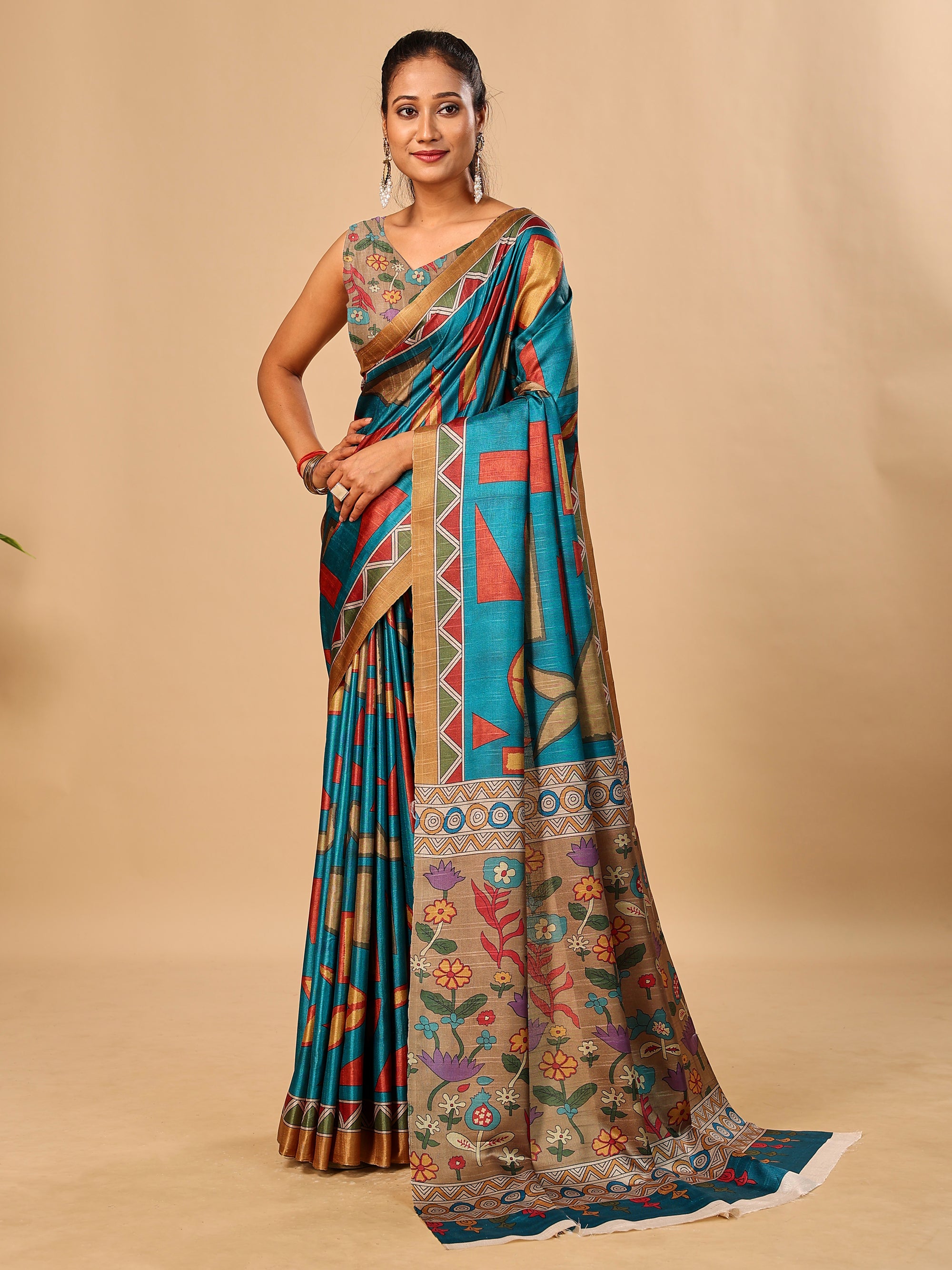 Soft Tussar Silk Saree with Digital Prints