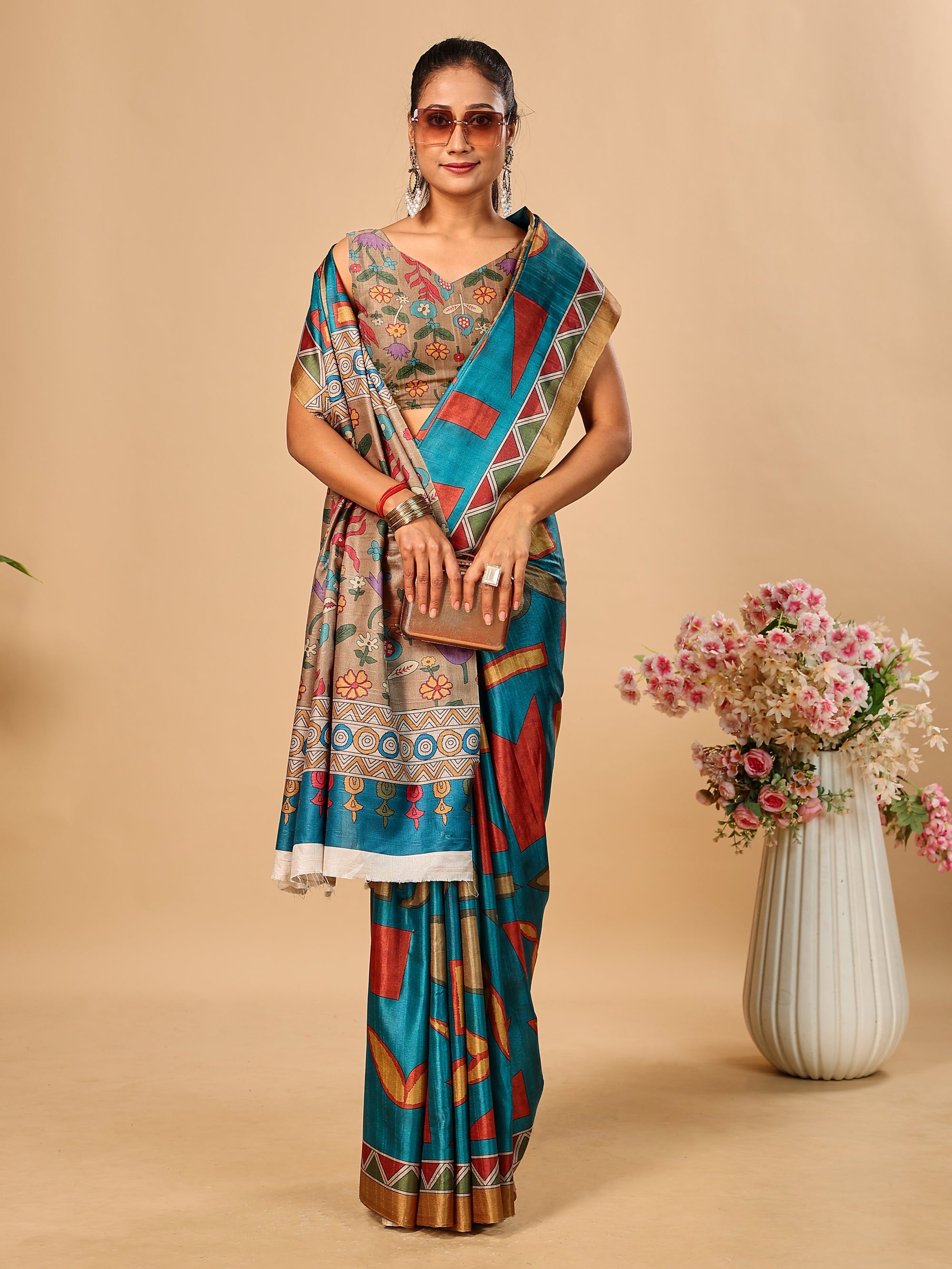 Soft Tussar Silk Saree with Digital Prints