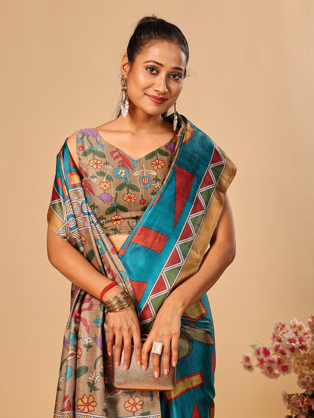 Soft Tussar Silk Saree with Digital Prints