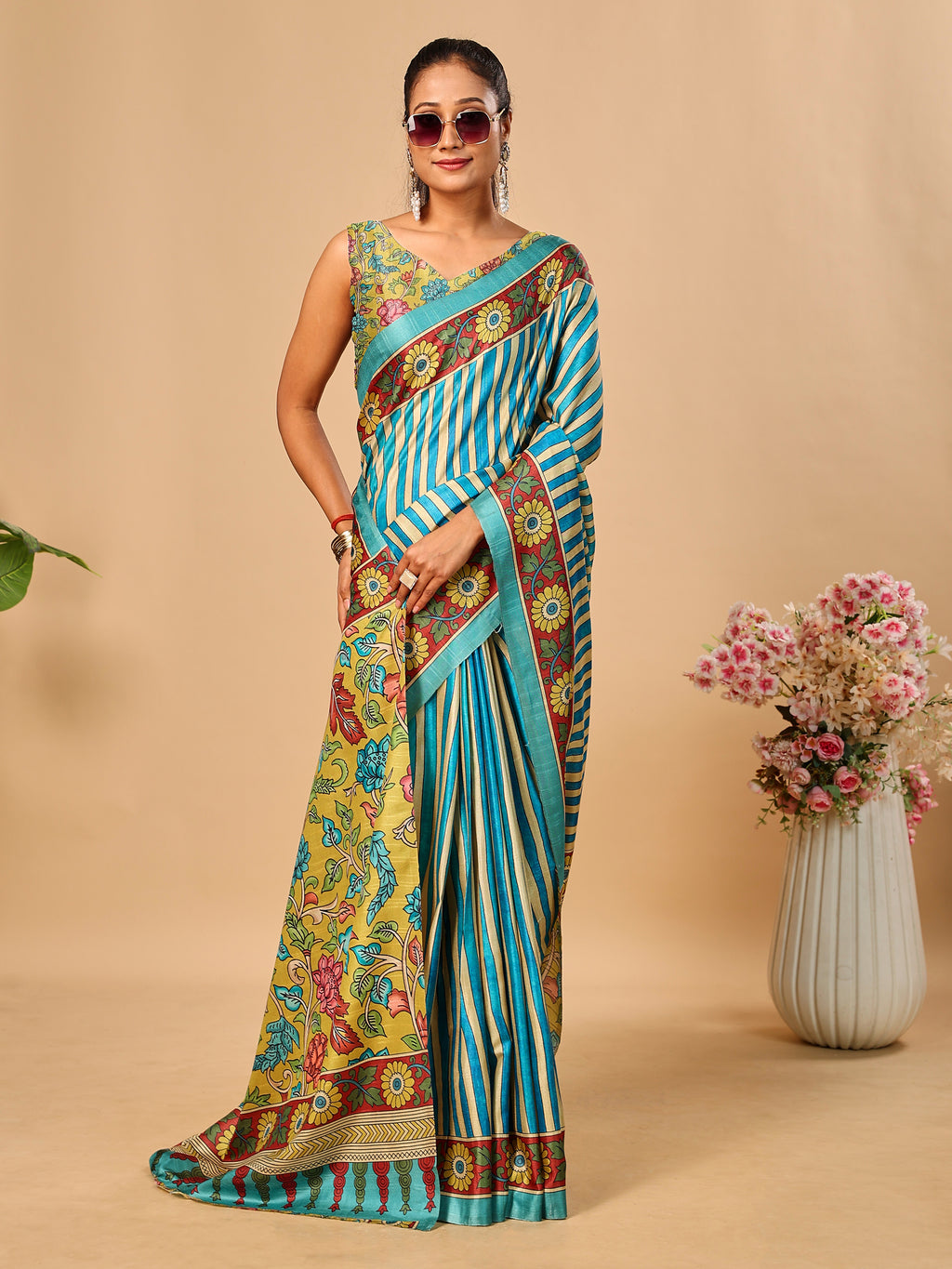 Soft Tussar Silk Saree with Digital Prints