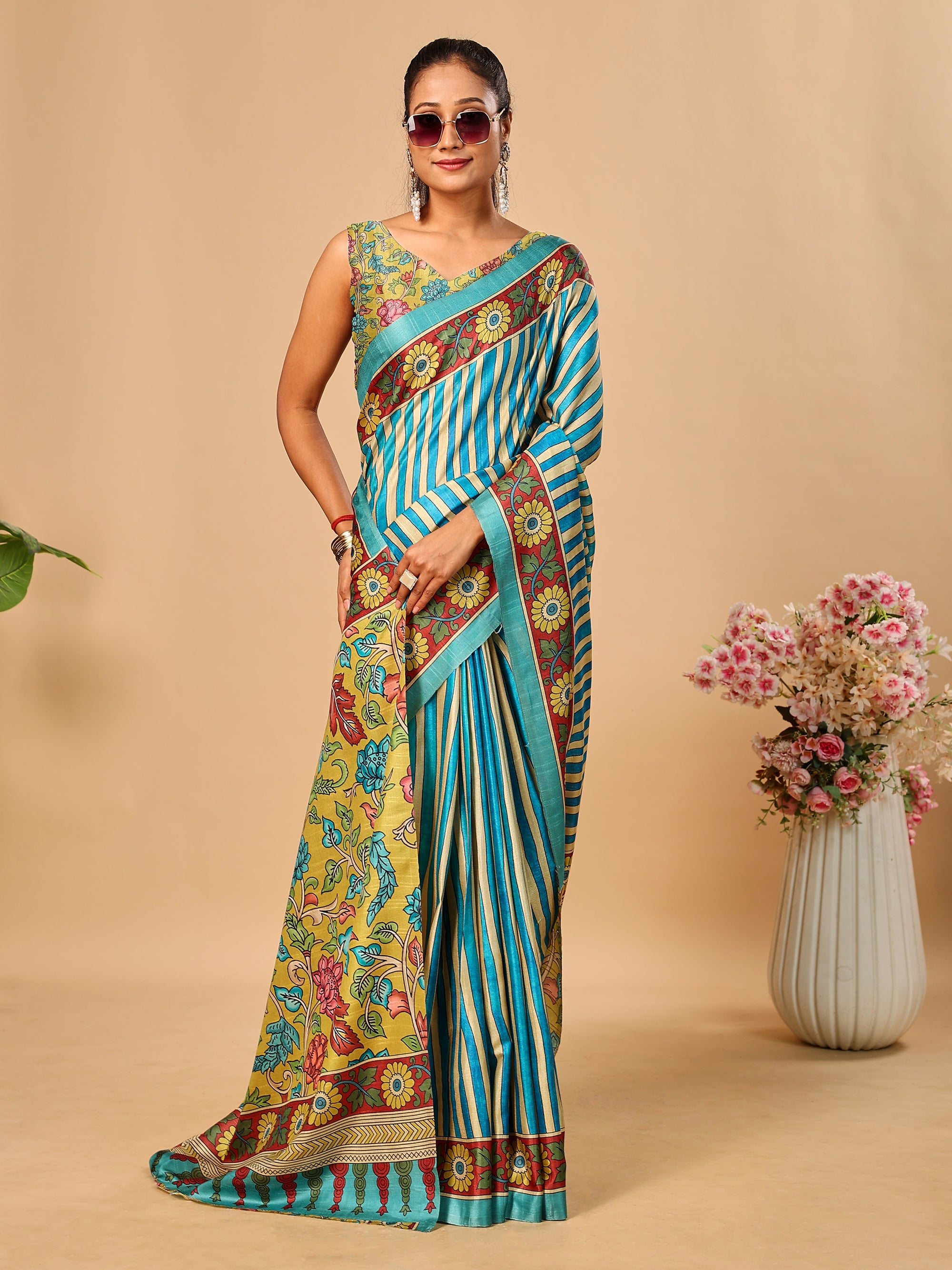Soft Tussar Silk Saree with Digital Prints