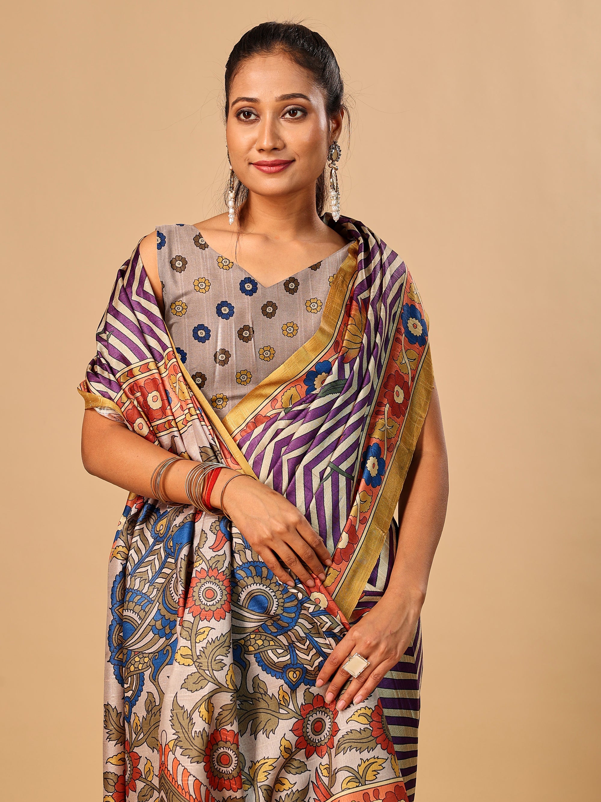 Soft Tussar Silk Saree with Digital Prints
