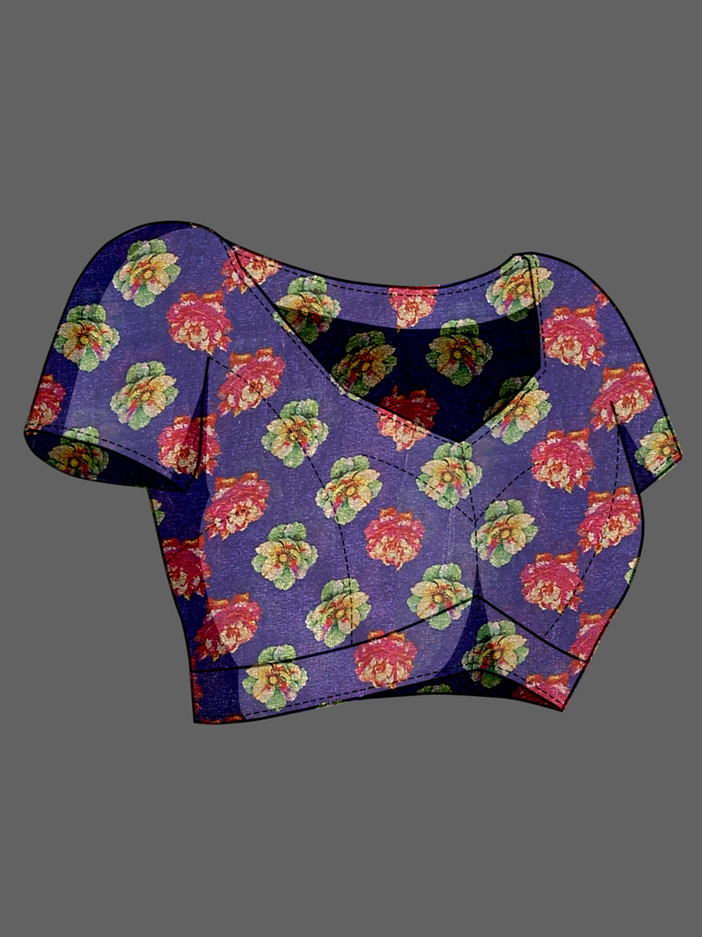Purple Soft Space Silk Saree with Fancy Digital Prints And Handwork