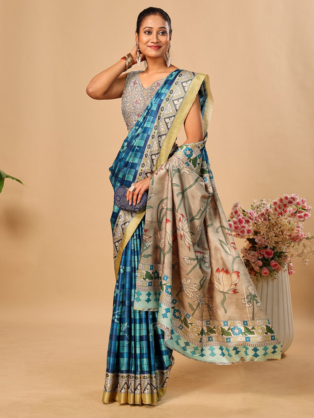 Soft Tussar Silk Saree with Digital Prints
