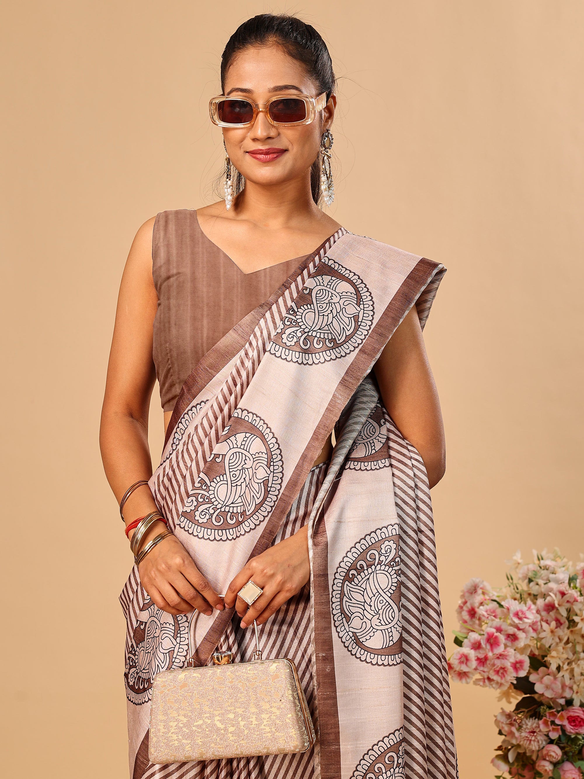 Soft Tussar Silk Saree with Digital Prints