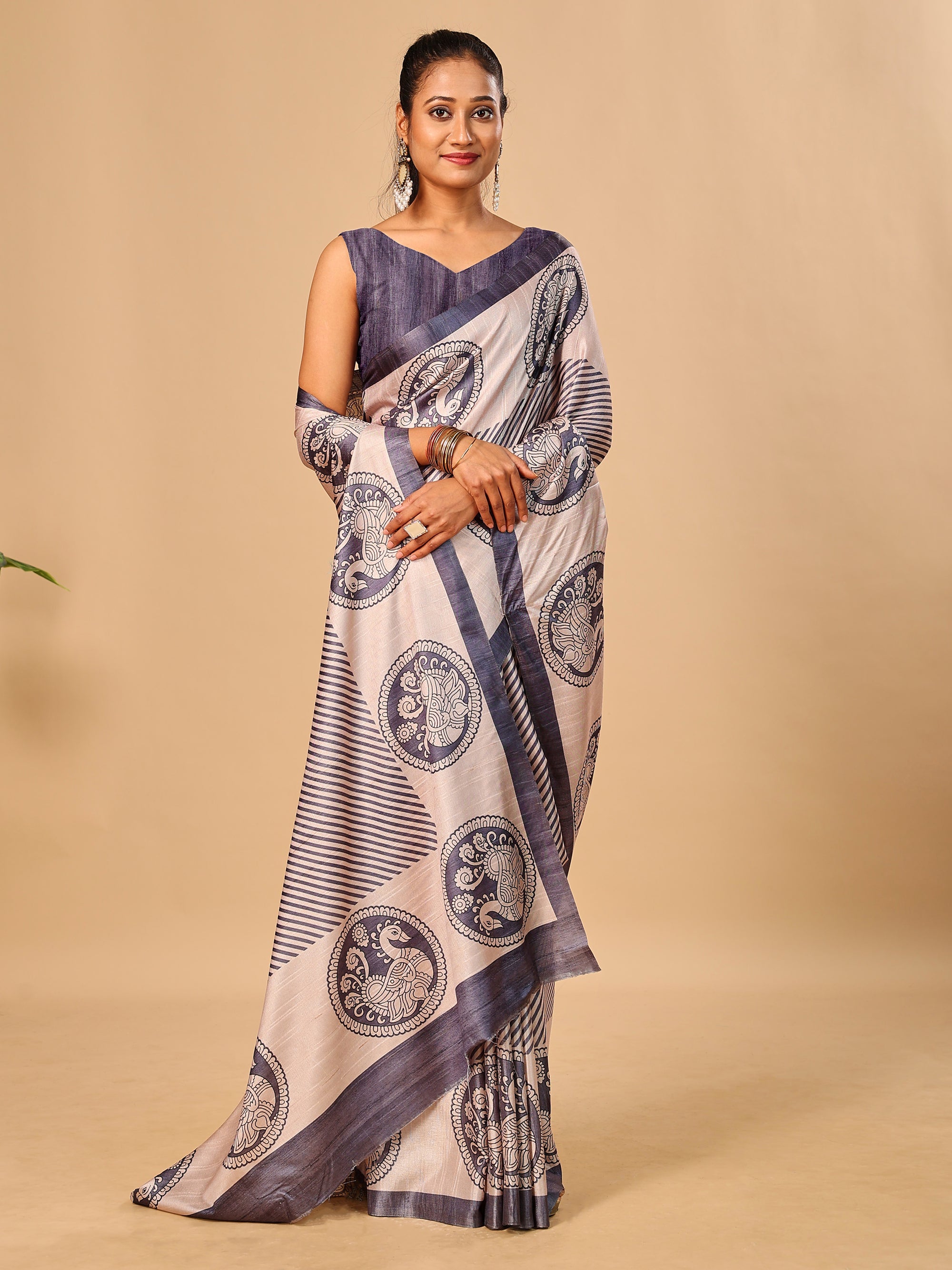 Soft Tussar Silk Saree with Digital Prints