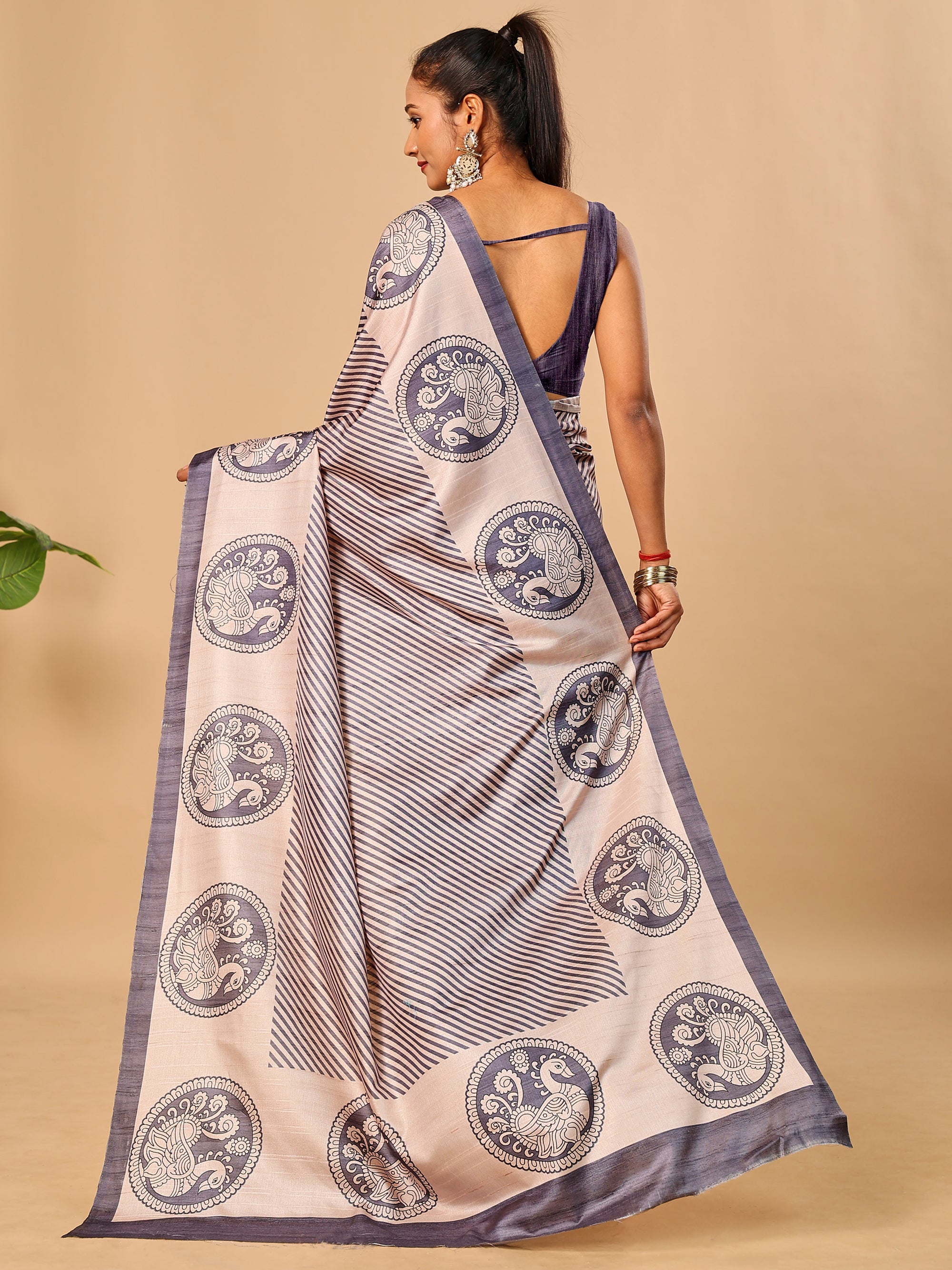 Soft Tussar Silk Saree with Digital Prints