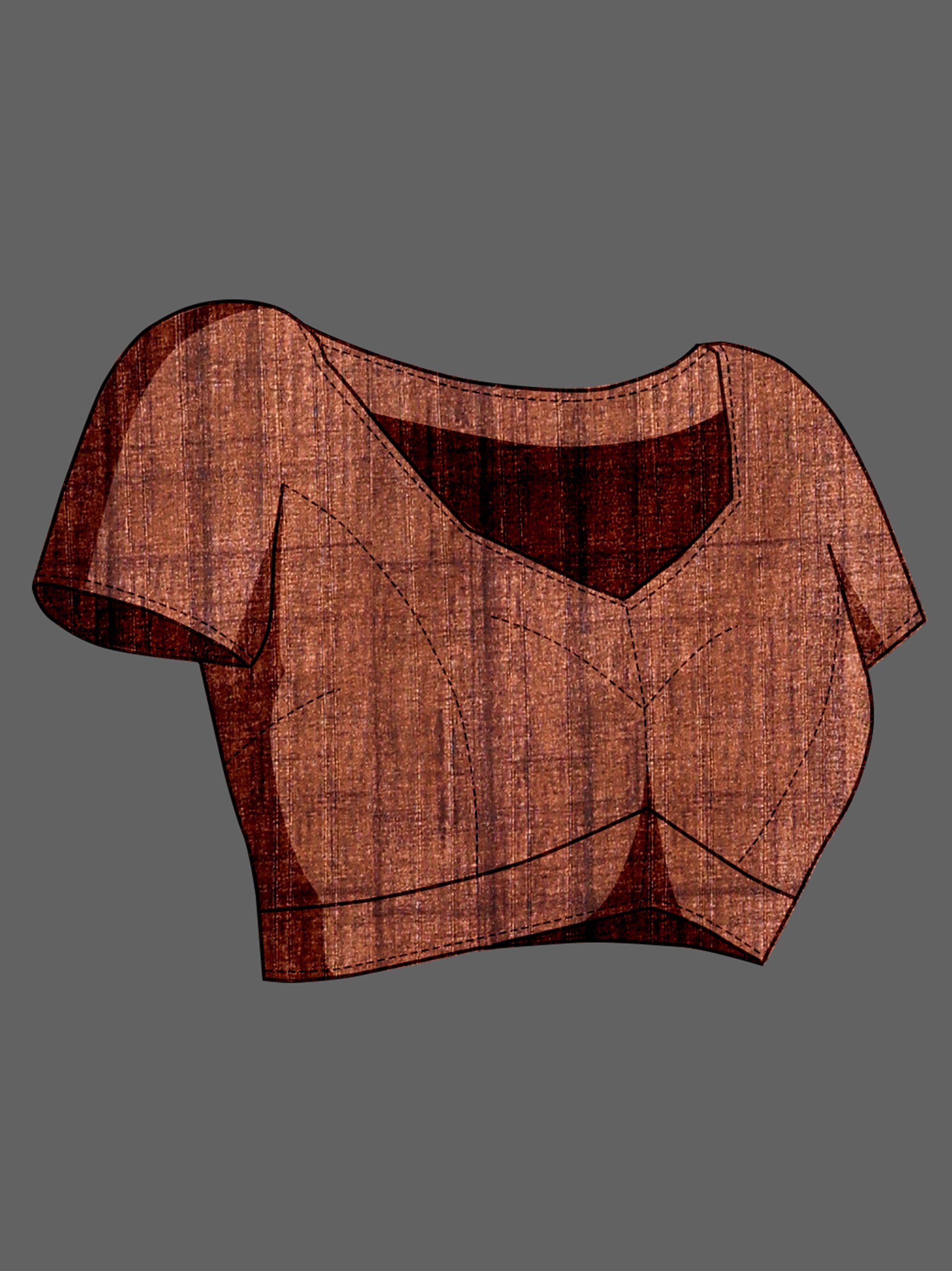 Brown Soft Tussar Silk Kantha Stitch Printed Saree with Temple Border