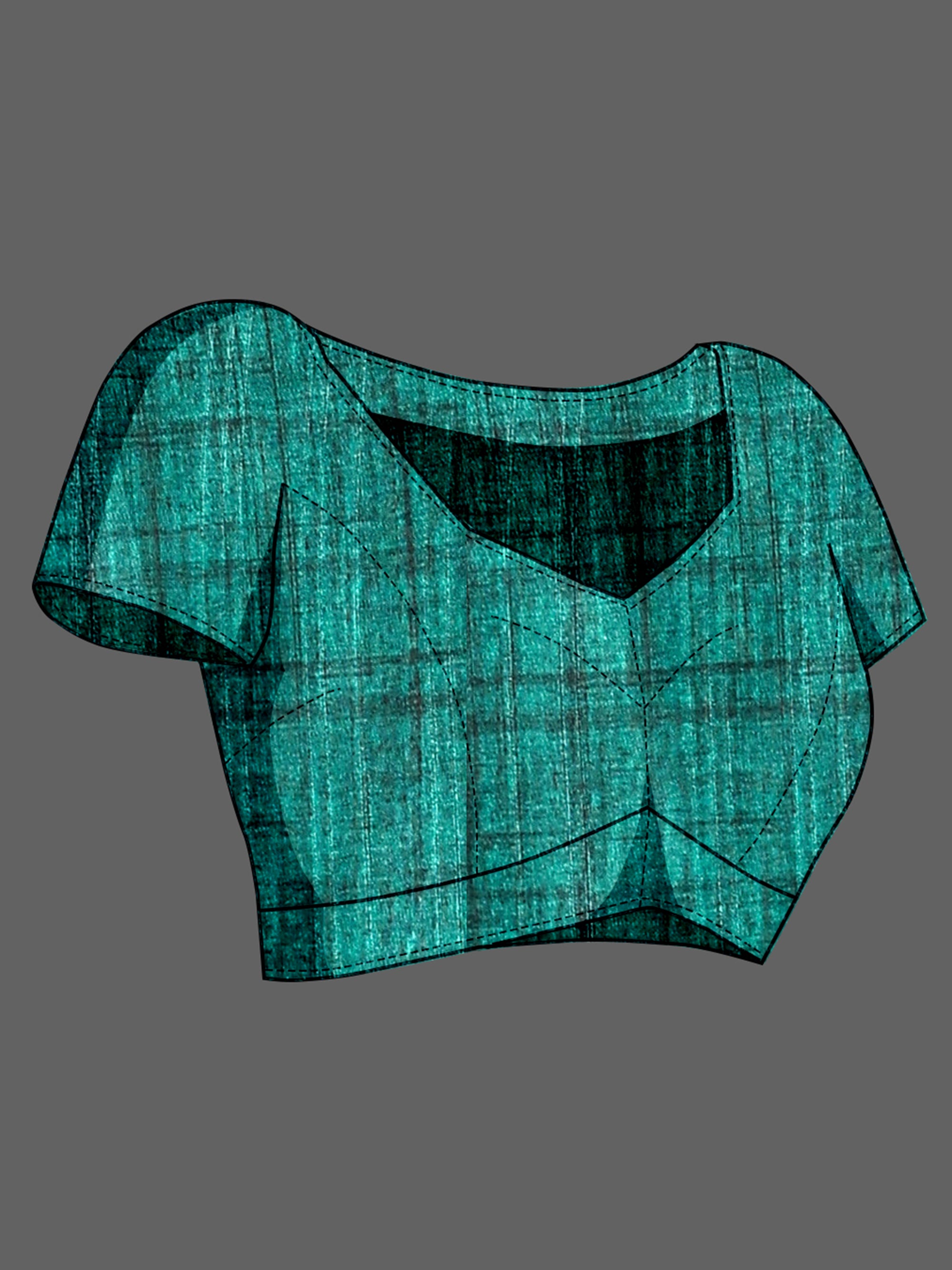 Teal Blue Soft Tussar Silk Saree with Kantha Prints
