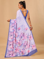 Lilac Butter Crepe Saree with Floral Digital Prints