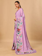 Pink Butter Crepe Saree with Animal Digital Prints