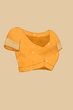 Mustard Soft Litchi Silk Saree with Silver Zari Weave & Tassel Pallu