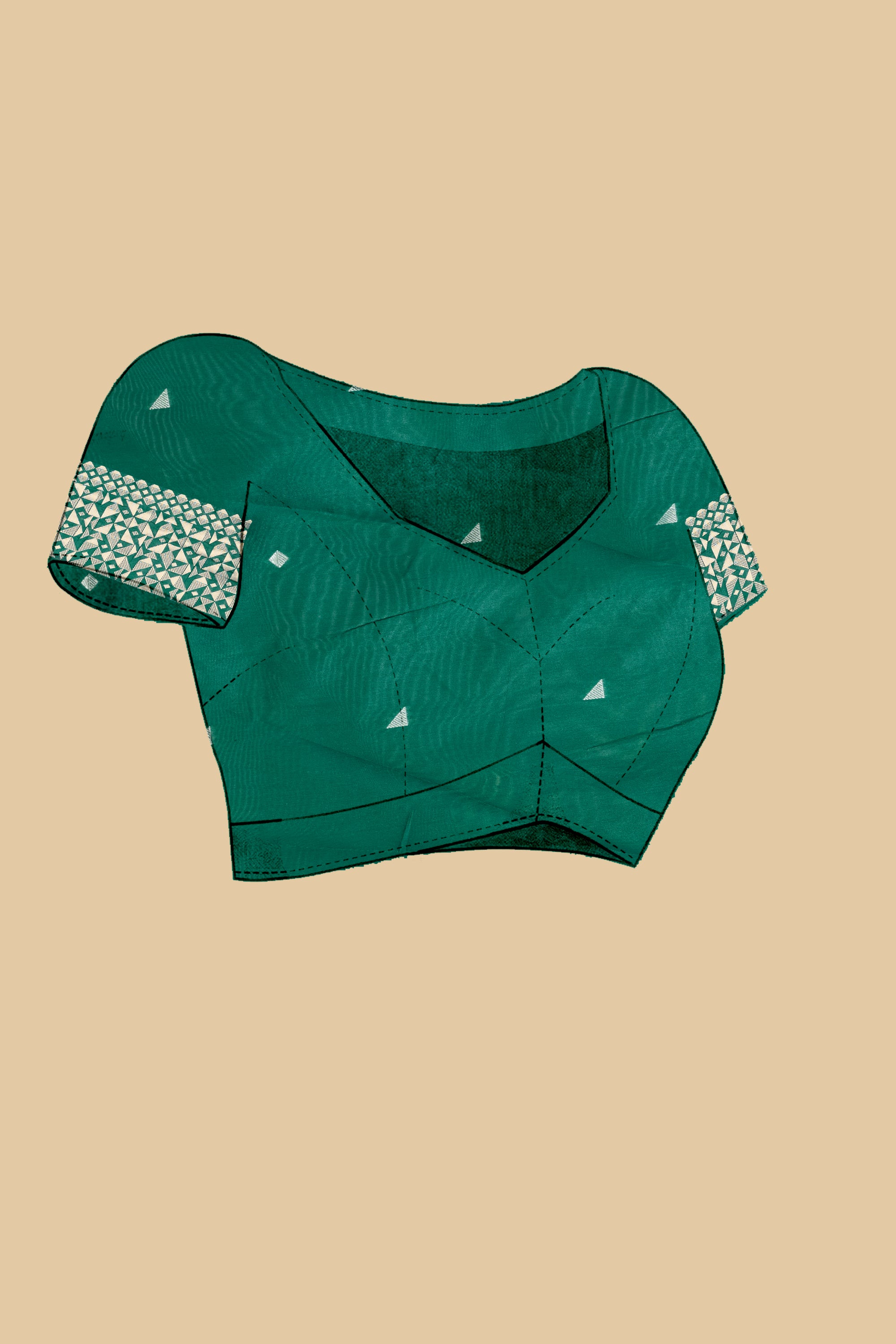 Green Soft Litchi Silk Saree with Silver Zari Weave & Tassel Pallu