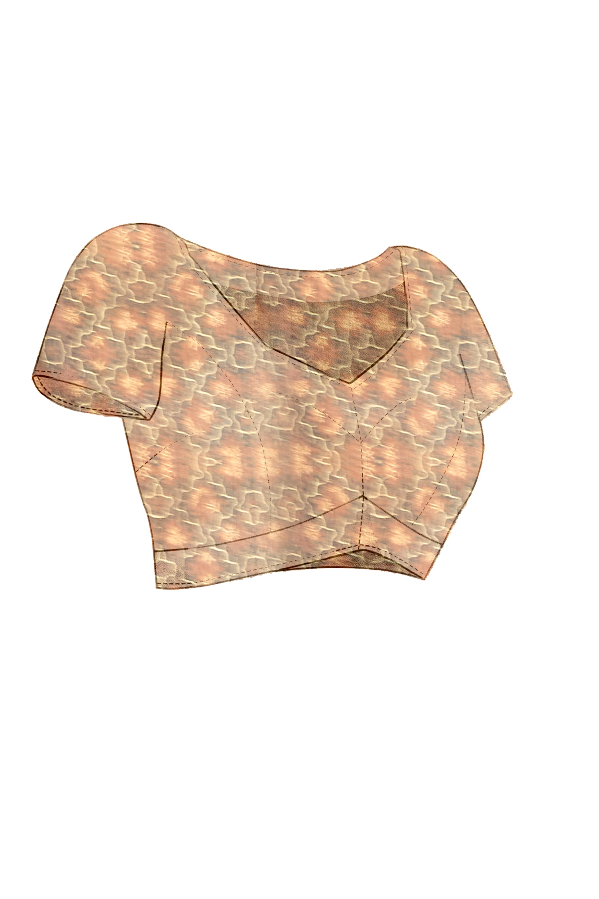 Soft Raw Silk Saree with Ajrakh Digital Prints & Golden Zari Border