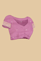 Onion Soft Litchi Silk Saree with Silver Zari Tree Motifs & Tassel Pallu