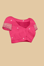 Hot Pink Soft Litchi Silk Saree with Silver Zari Weave & Tassel Pallu