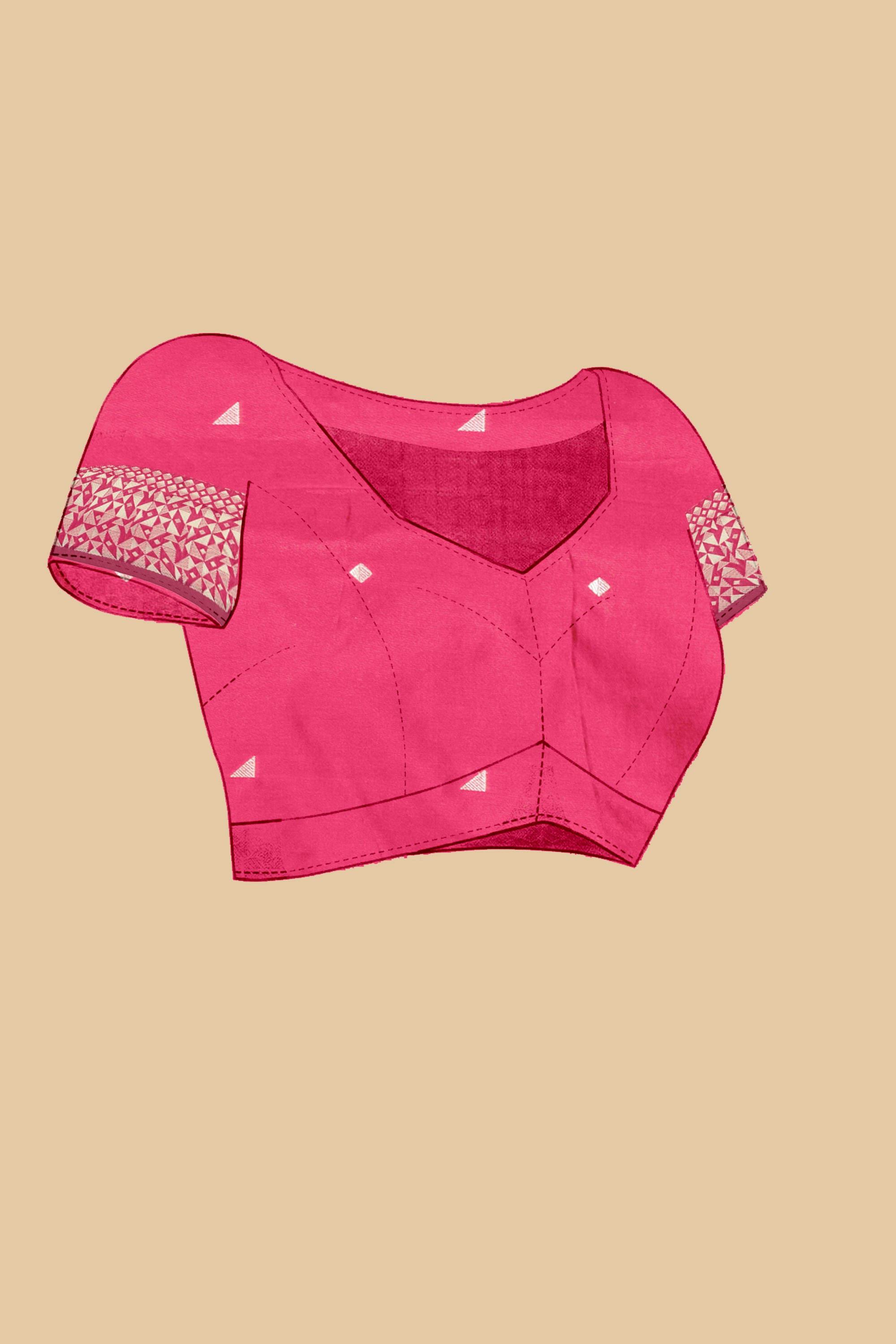 Hot Pink Soft Litchi Silk Saree with Silver Zari Weave & Tassel Pallu