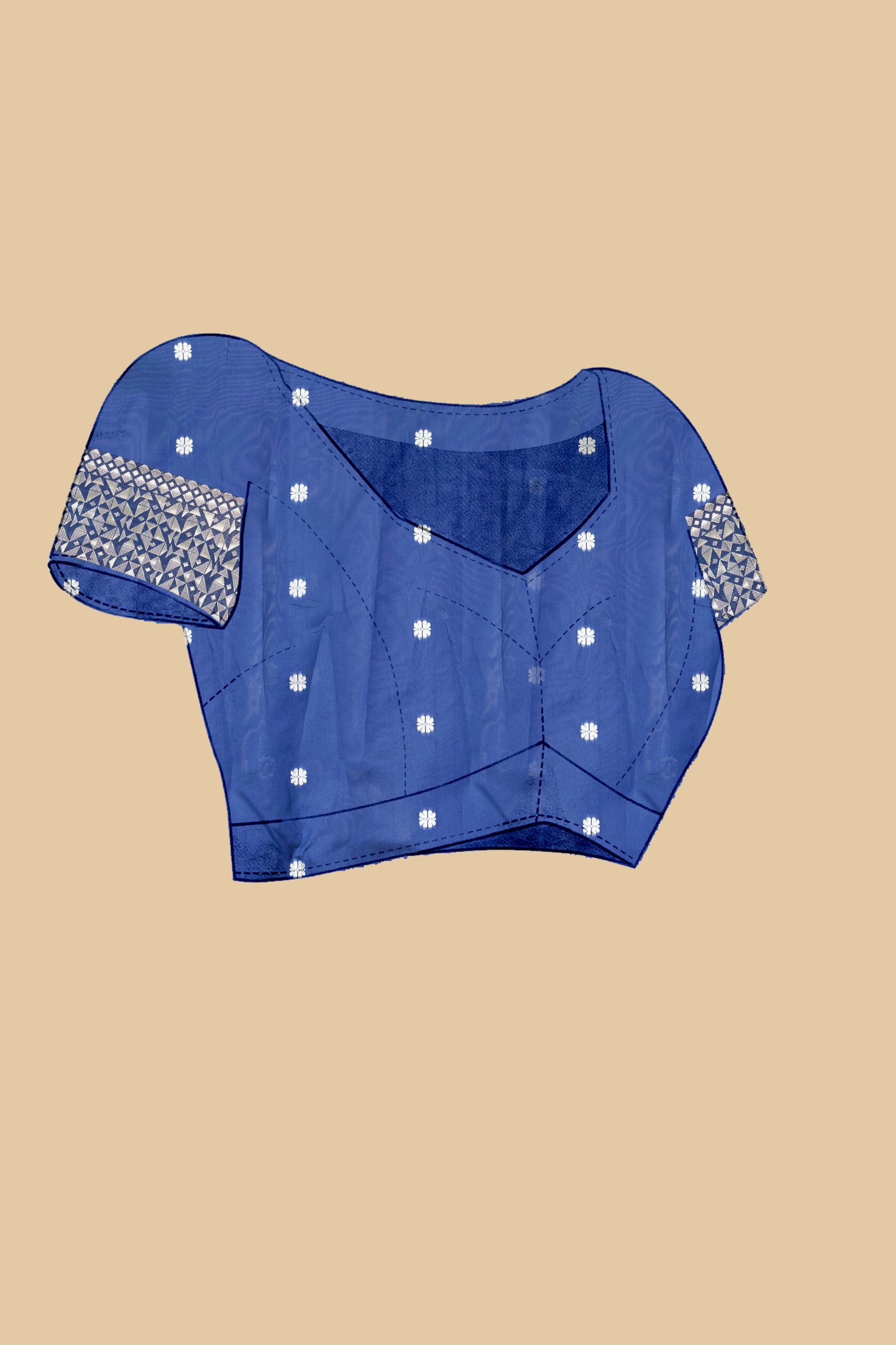 Navy Blue Soft Litchi Silk Saree with Silver Zari Weave & Tassel Pallu