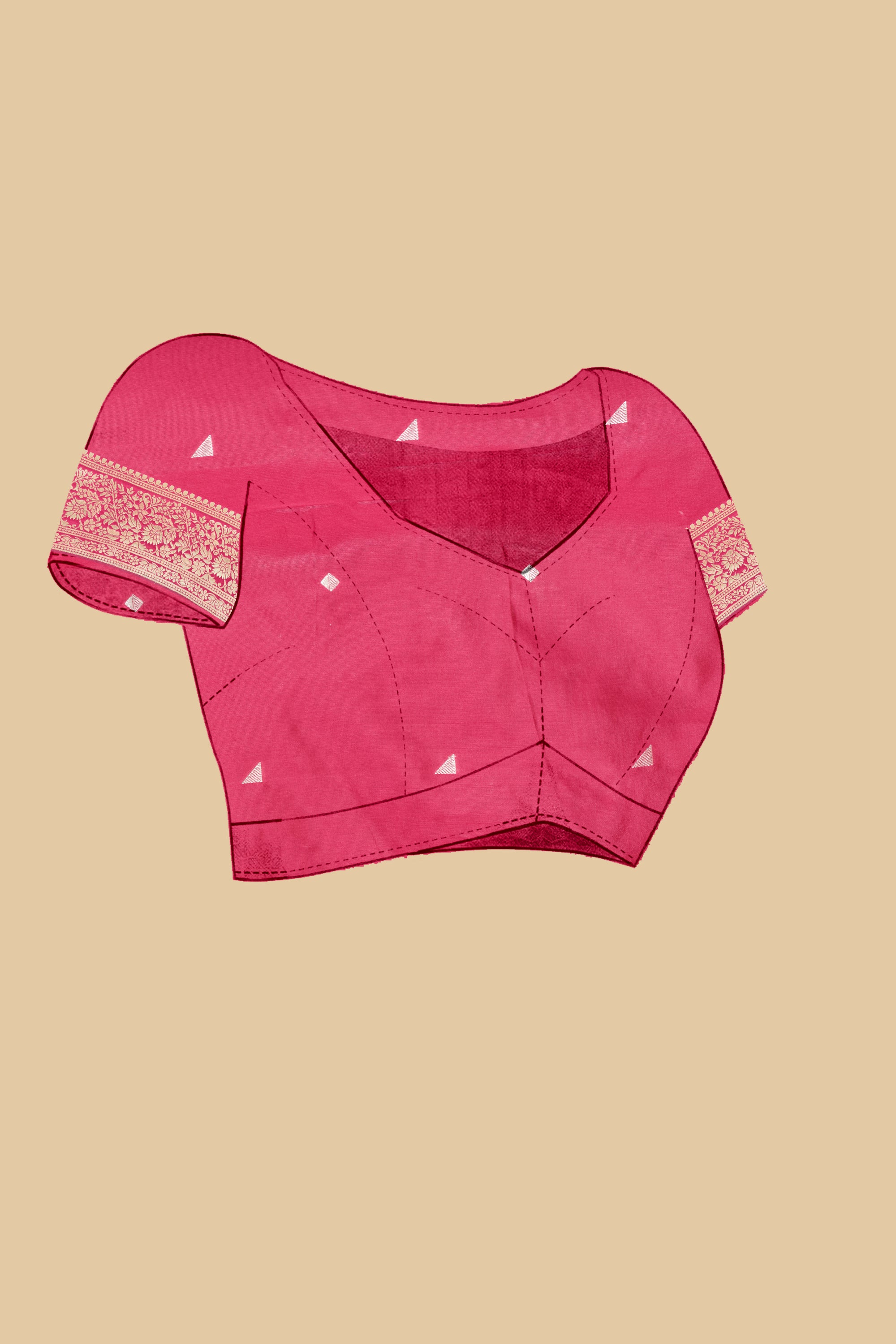 Hot Pink Soft Litchi Silk Saree with Silver Zari Tree Motifs & Tassel Pallu