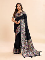 Black Soft Banarasi Silk Saree