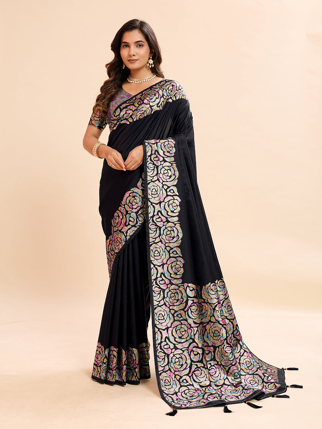 Black Soft Banarasi Silk Saree