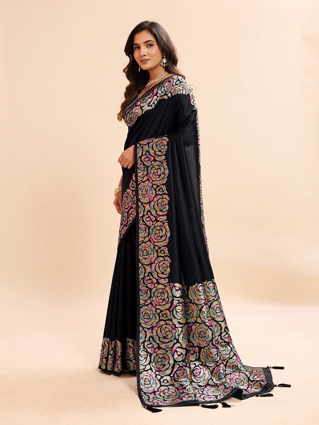 Black Soft Banarasi Silk Saree