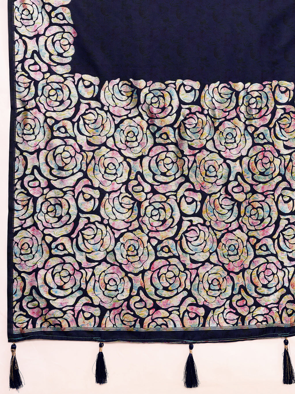 Navy Blue Soft Banarasi Silk Saree