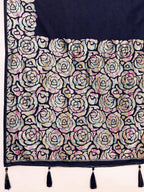 Navy Blue Soft Banarasi Silk Saree