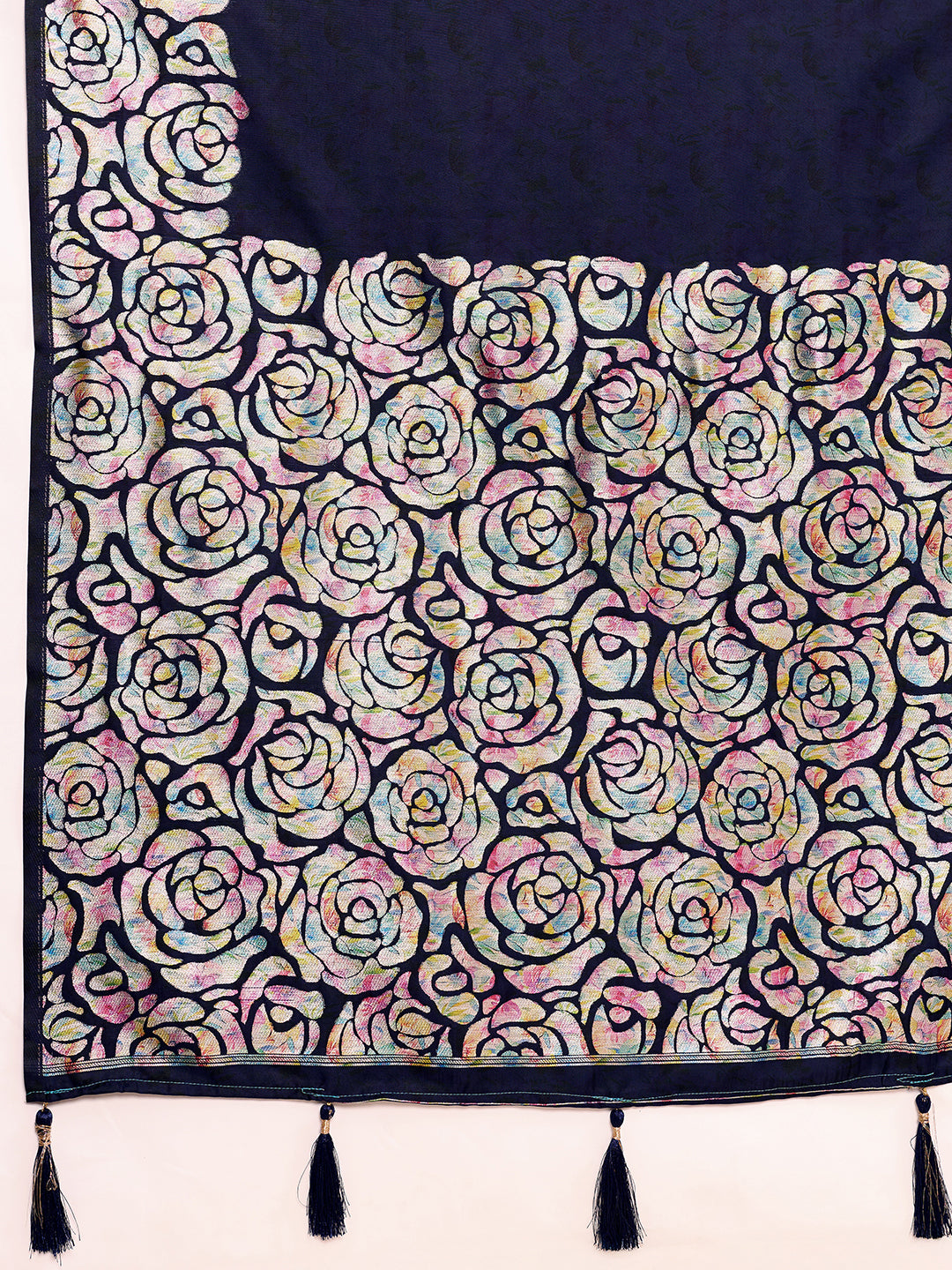 Navy Blue Soft Banarasi Silk Saree