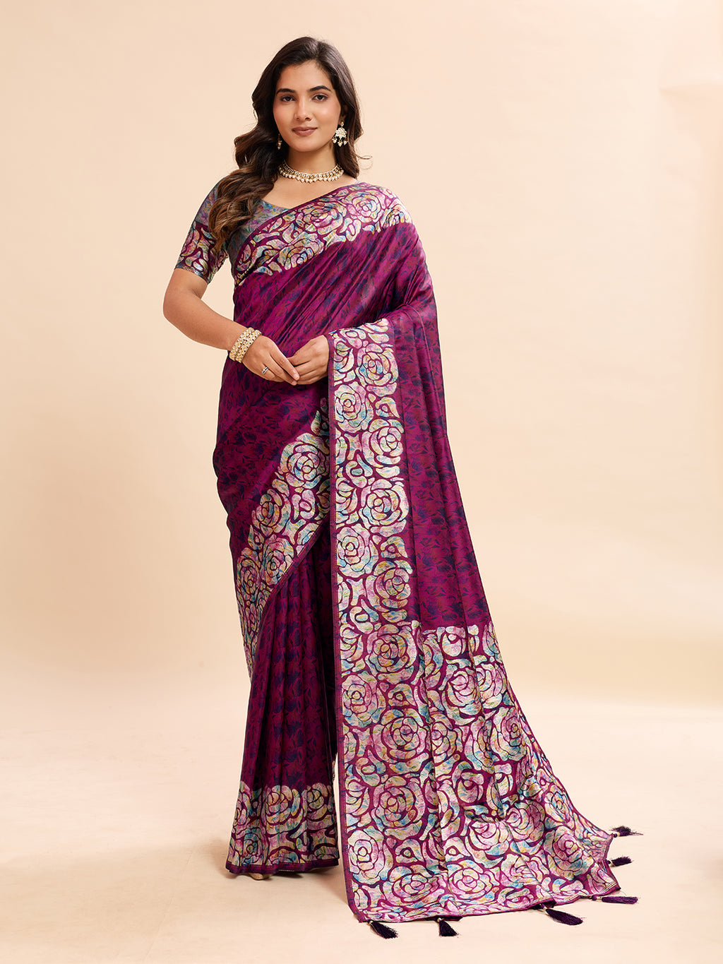 Dark Pink Soft Banarasi Silk Saree