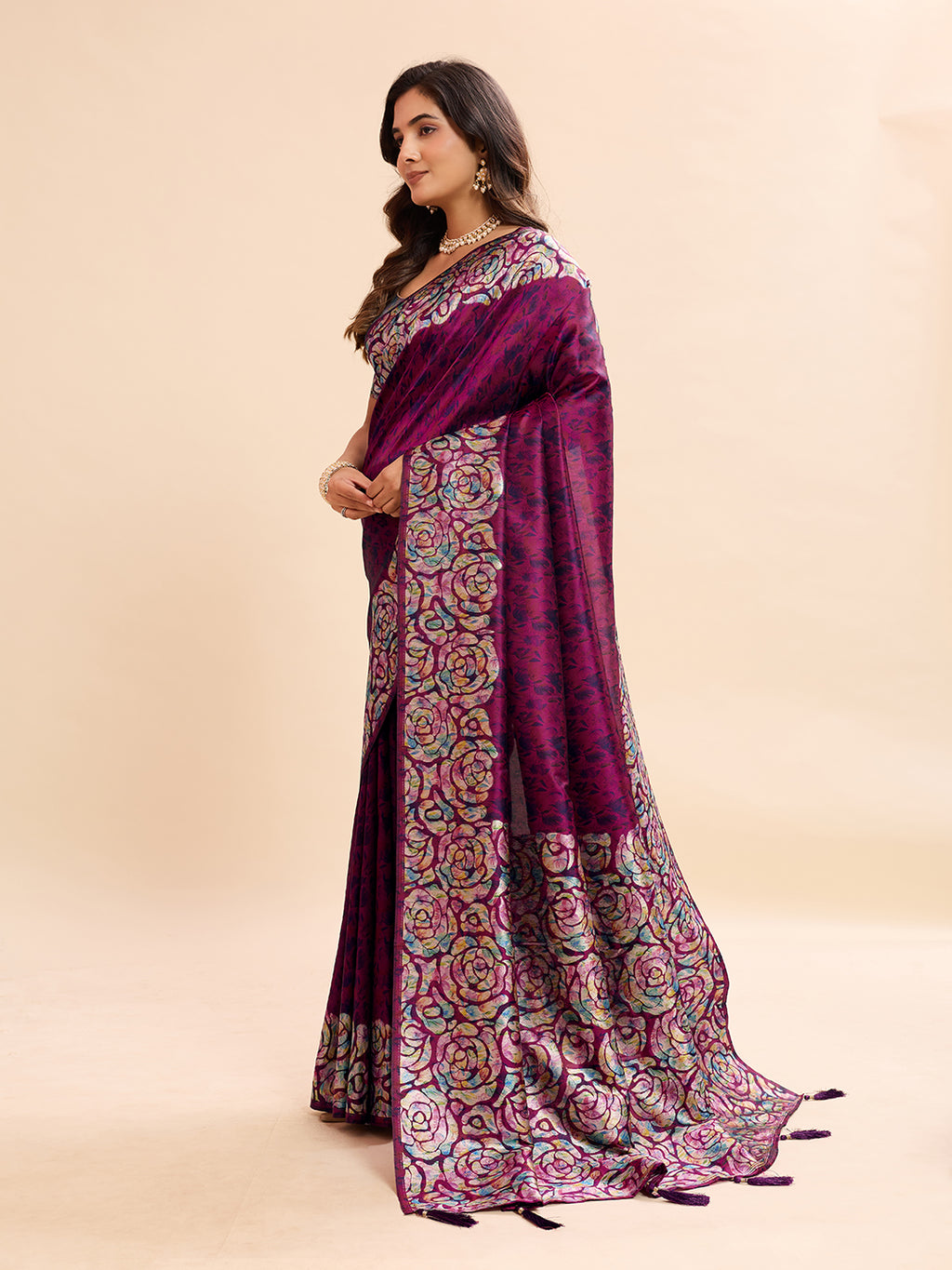 Dark Pink Soft Banarasi Silk Saree