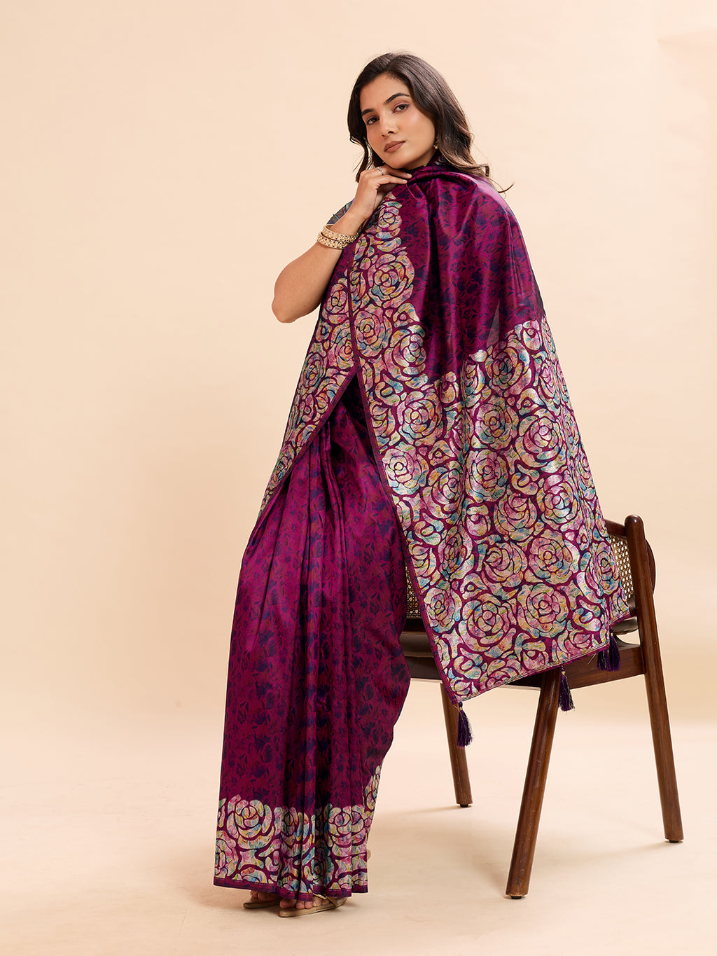 Dark Pink Soft Banarasi Silk Saree