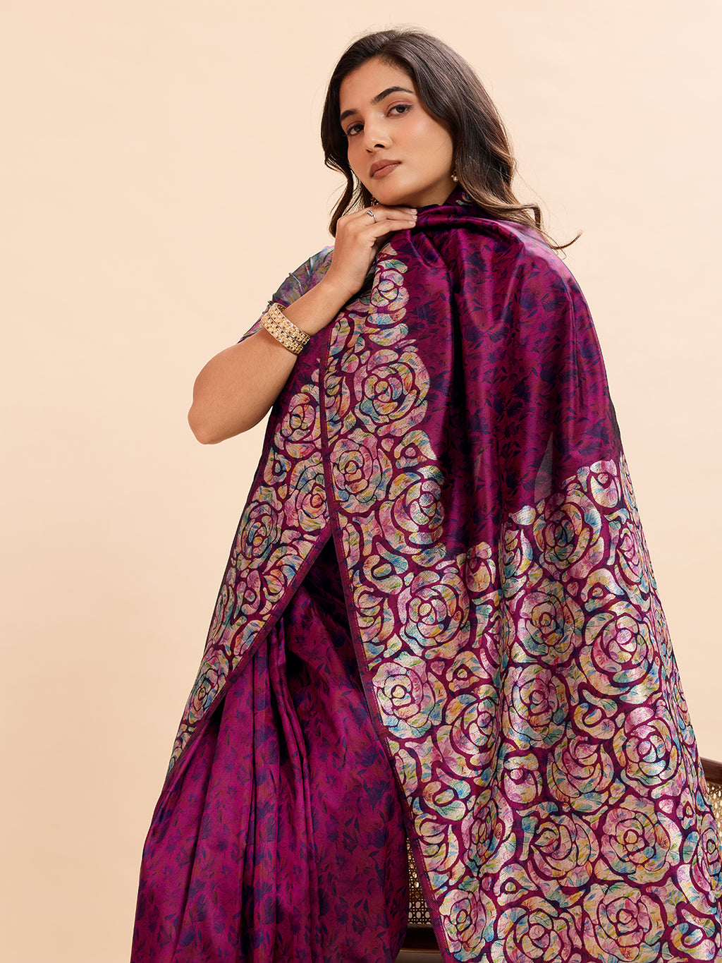 Dark Pink Soft Banarasi Silk Saree