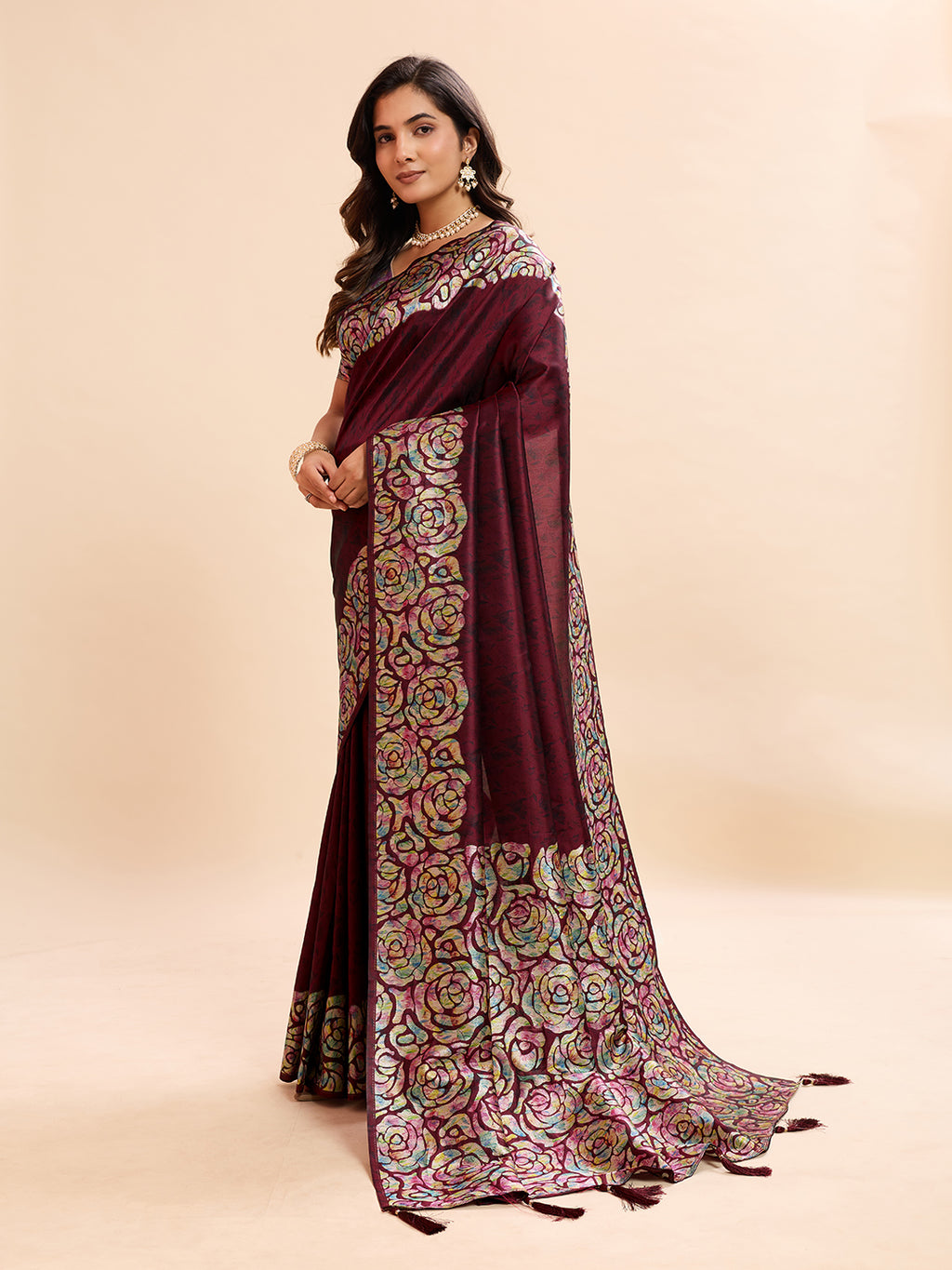 Maroon Soft Banarasi Silk Saree