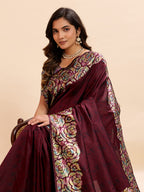 Maroon Soft Banarasi Silk Saree