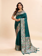 Teal Blue Soft Banarasi Silk Saree