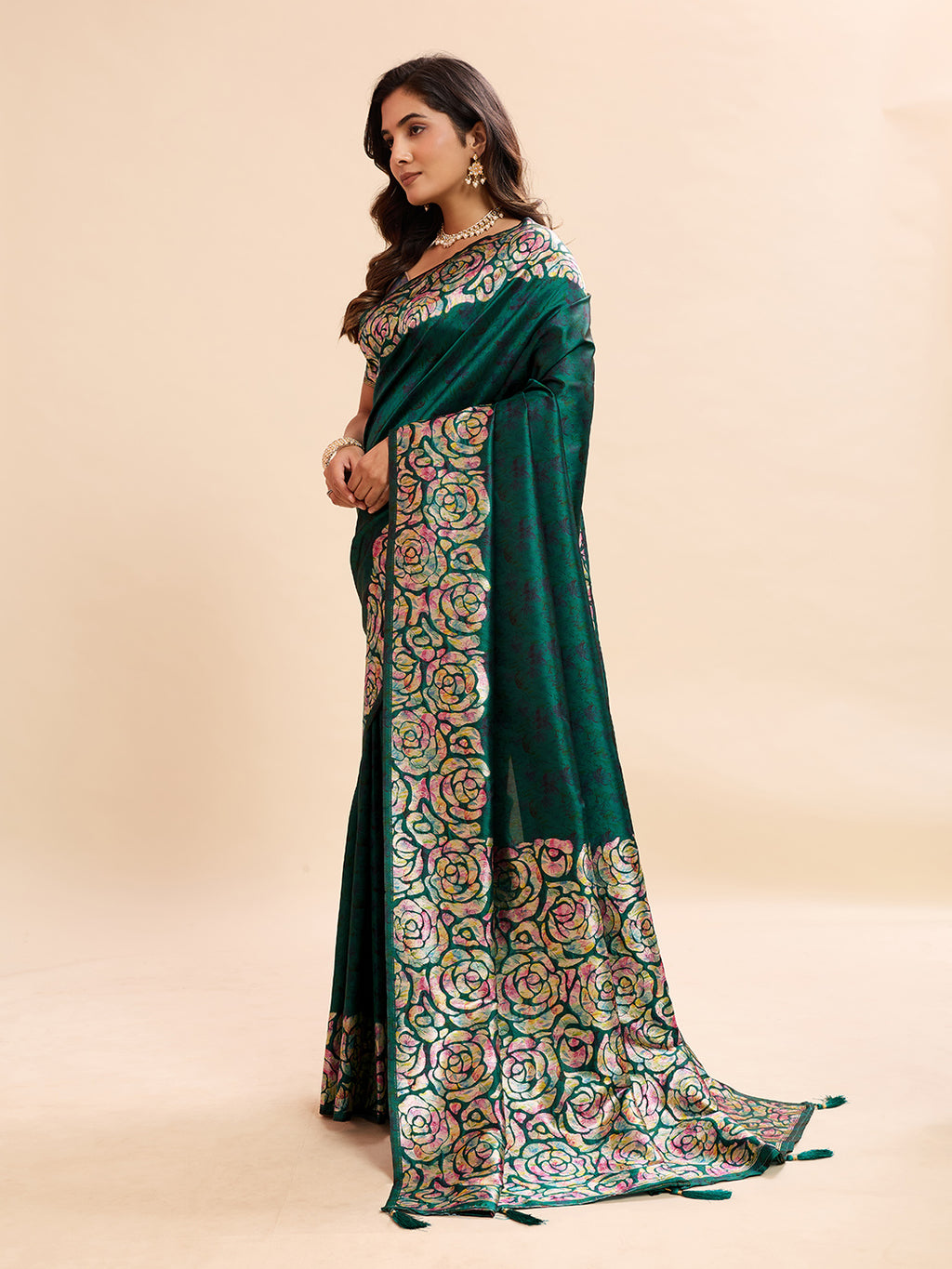 Teal Blue Soft Banarasi Silk Saree