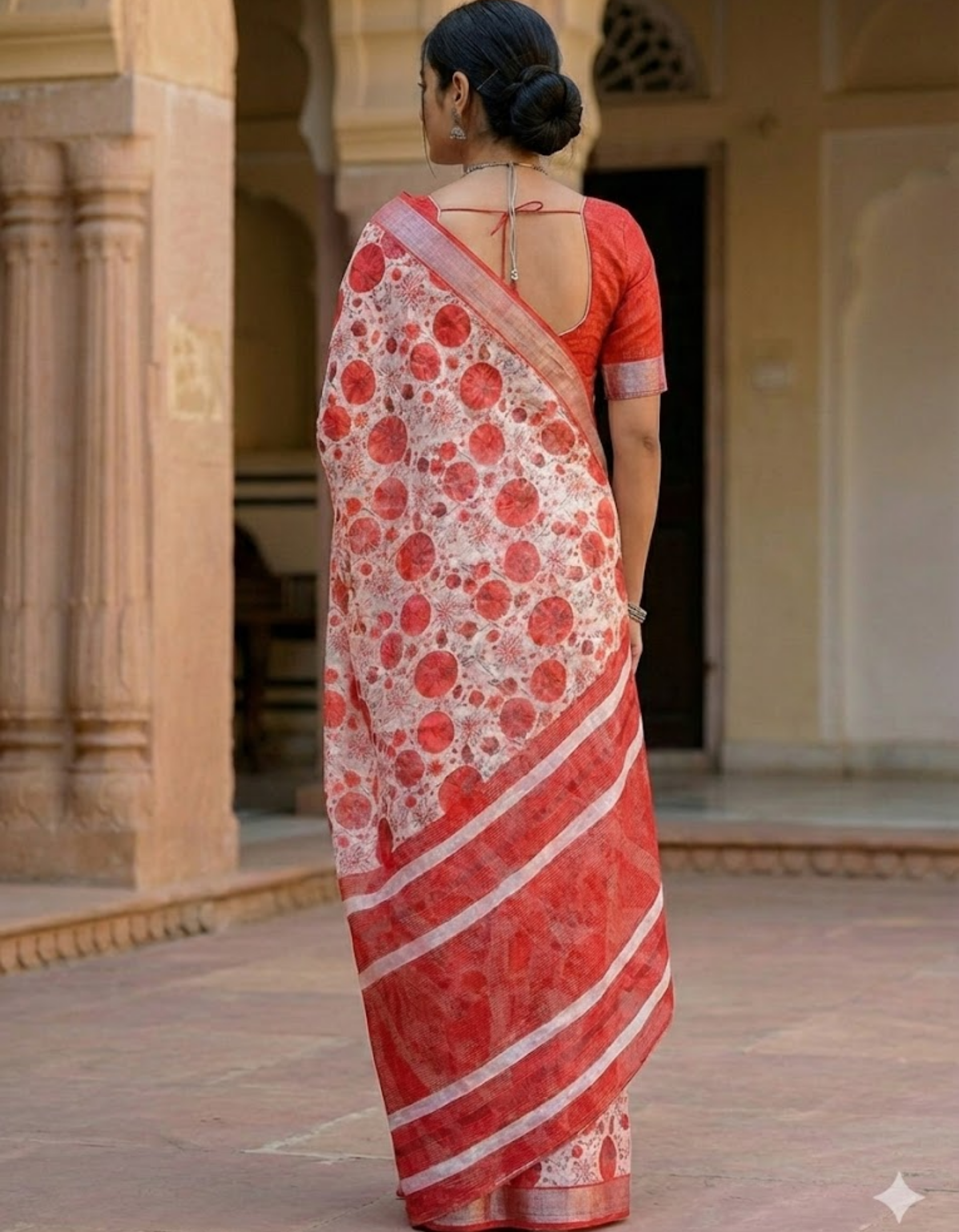 Soft Linen Cotton Saree with Digital Prints