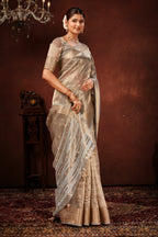 Grey Soft Tissue Silk Saree with Mirror Work