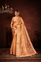 Rust Orange Soft Tissue Silk Saree with Mirror Work