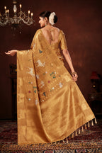 Rustic Orange Soft Silk Saree with Kalamkari Digital Prints & Pichwai Cow Border