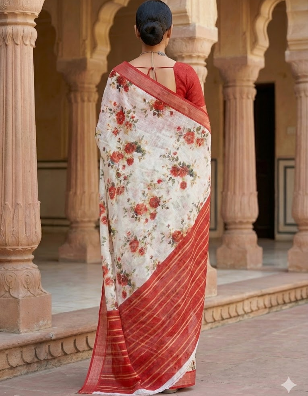 Soft Linen Cotton Saree with Digital Prints