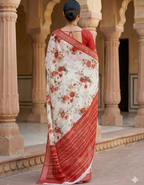 Soft Linen Cotton Saree with Digital Prints
