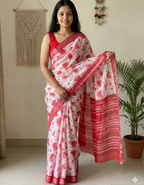 Soft Linen Cotton Saree with Digital Prints