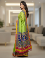 Green Soft Silk Saree with Patola Digital Prints & Tassel Pallu